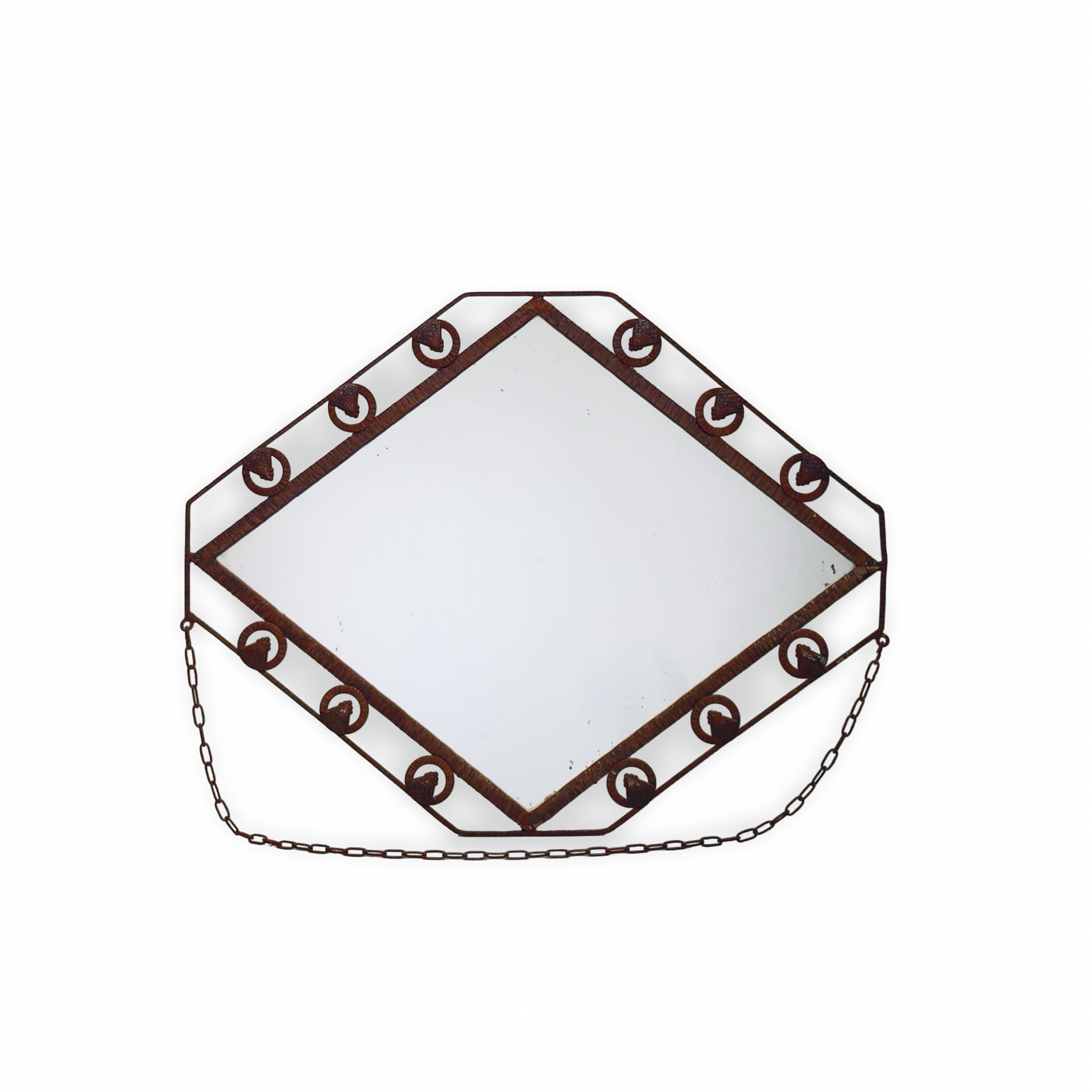 Antique French Art Deco Iron Mirror