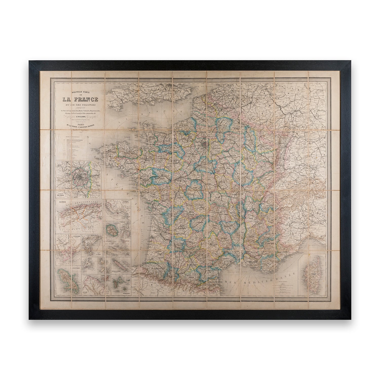 Original 1881 Map of France and its colonies