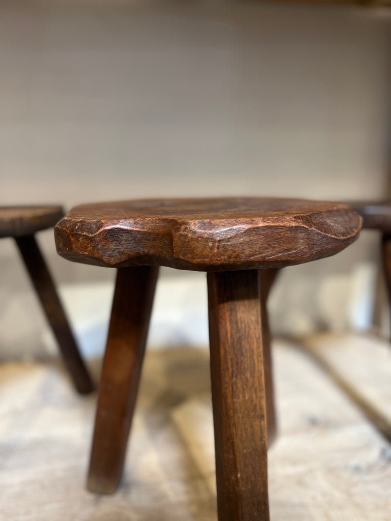 Vintage French Wooden Stool #3