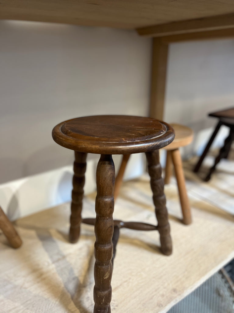 Vintage French Wooden Stool #2