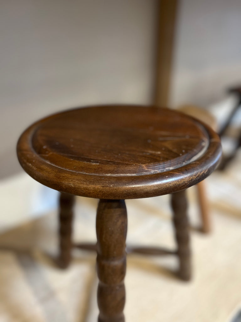 Vintage French Wooden Stool #2