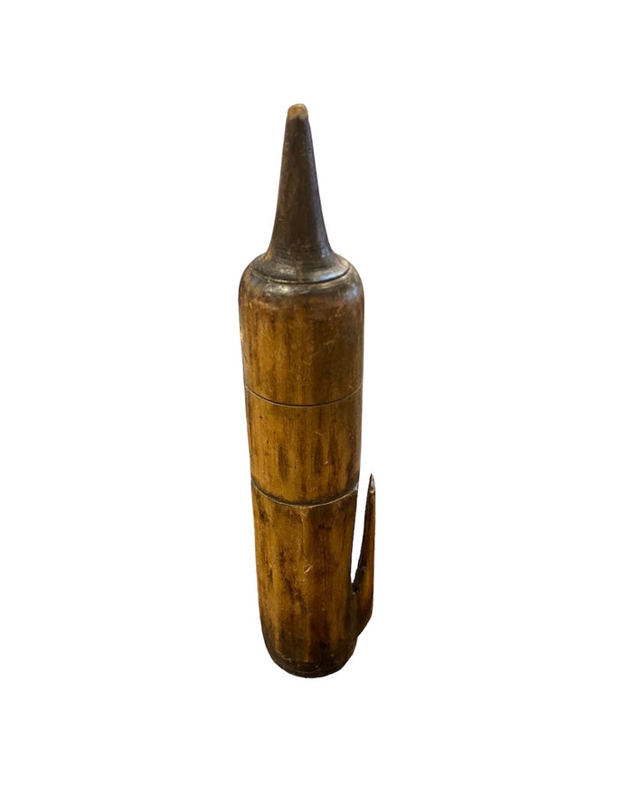 Antique Wood Treen Scythe - Sharpening Stone Holder