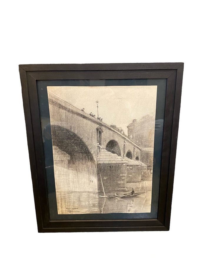 Antique French Pont Marie Charcoal From Art Deco Period