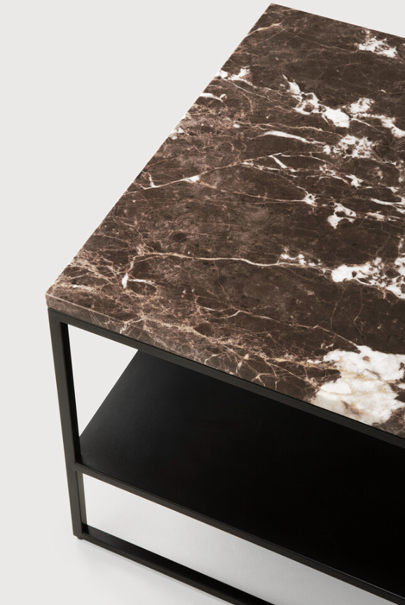 Dark Marble Stone Side Table