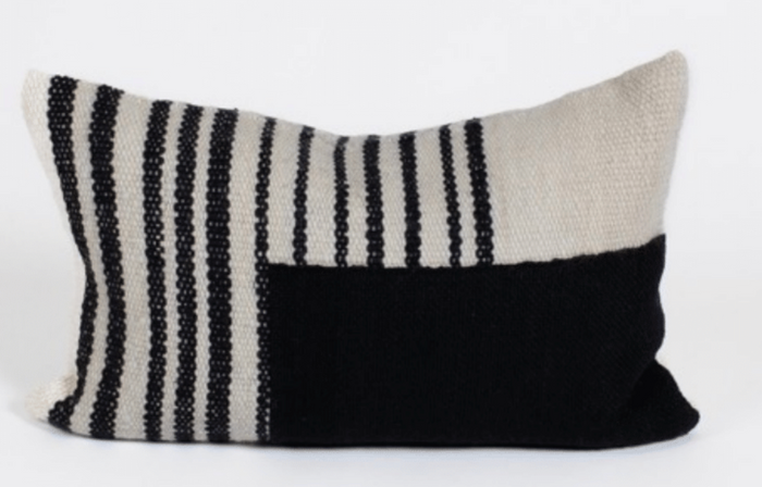 Makun Patchwork Stripes Pillow - White & Black