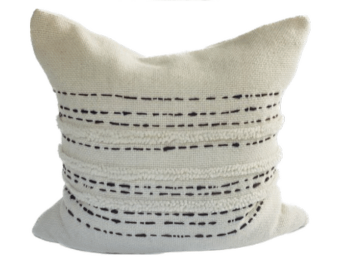 Makun Dot Fringe Pillow - White/Brown