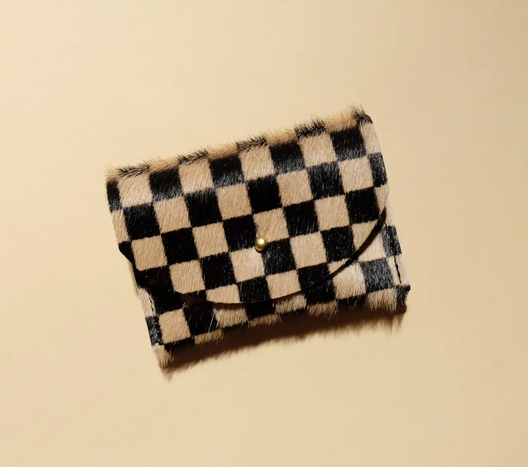 Cardholder - Tan Checkered Hair On Hide