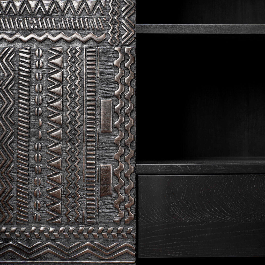Teak Tabwa Black Storage Cupboard - Varnished