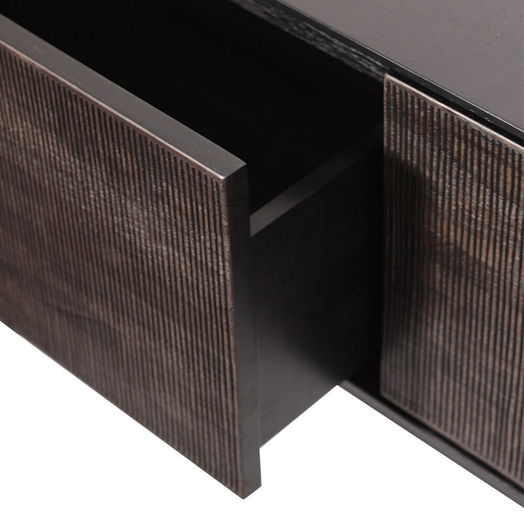 Teak Grooves Black TV Cupboard - Varnished | ethnicraft