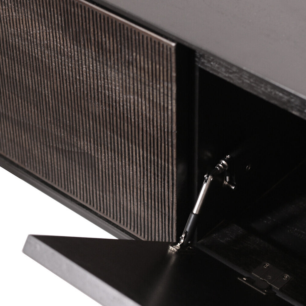 Teak Grooves Black TV Cupboard - Varnished | ethnicraft