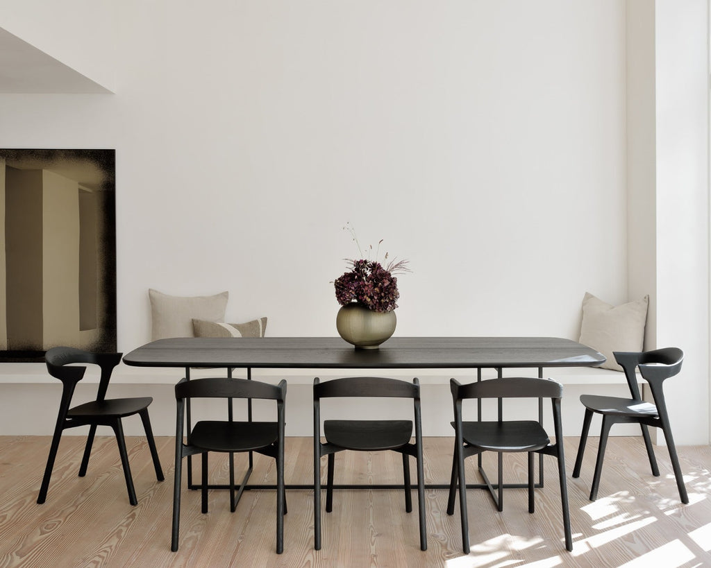 Oak Arc Black Dining Table - Varnished