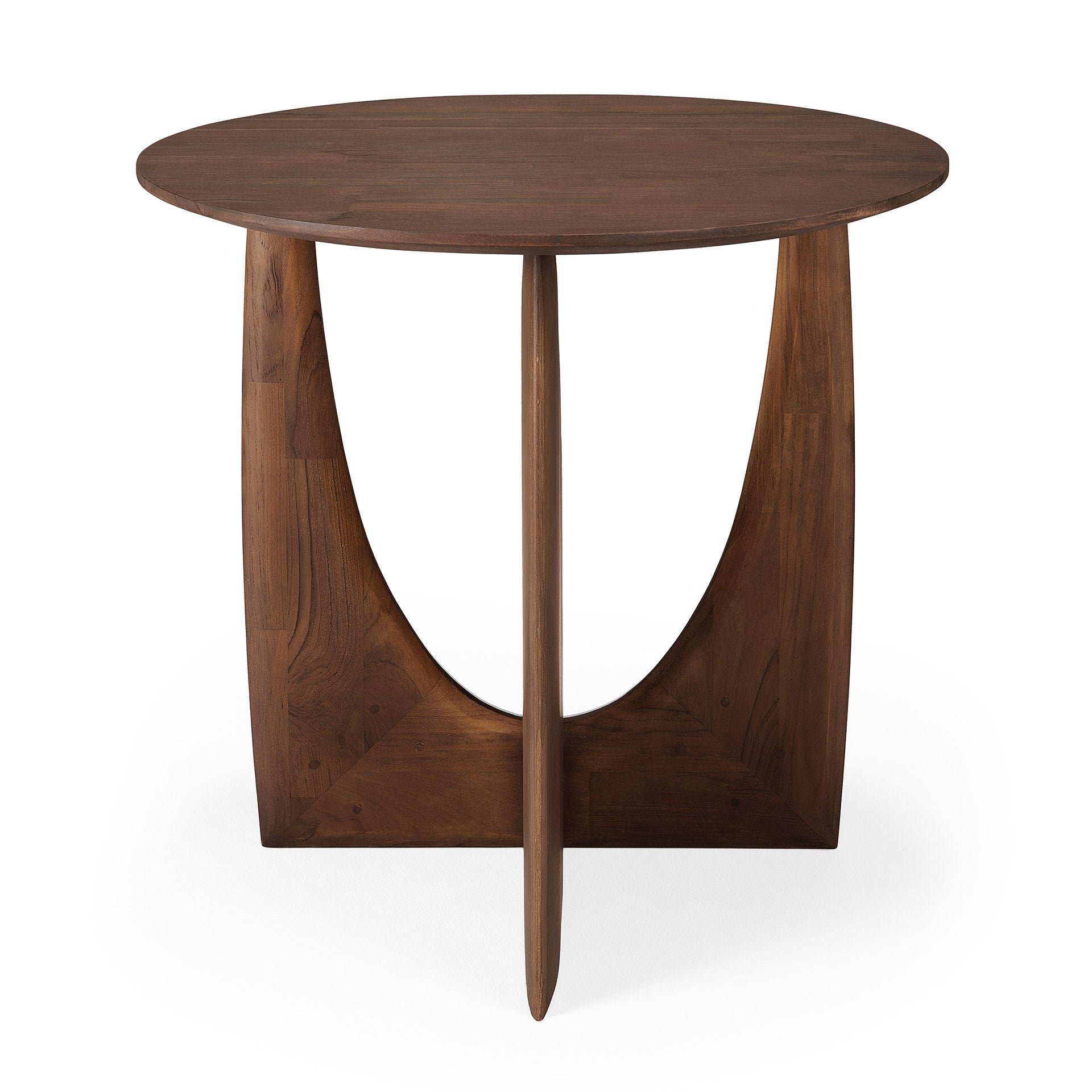 Teak Geometric Brown Side Table - Varnished | Ethnicraft