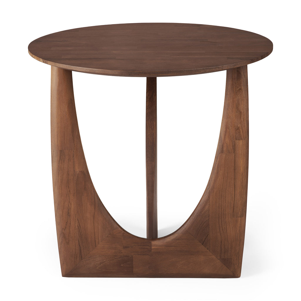 Teak Geometric Brown Side Table - Varnished | Ethnicraft