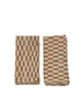 Rectangular checkered napkin set of 2, mustard and cream, neatly folded