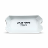 White ceramic ashtray with JULES VERNE logo on front