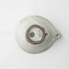 Handmade Japanese ceramic bowl base, circular mark with brown ring and speckled glaze