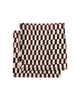 Set of 2 checkered napkins, brown and white, neatly stacked folded set