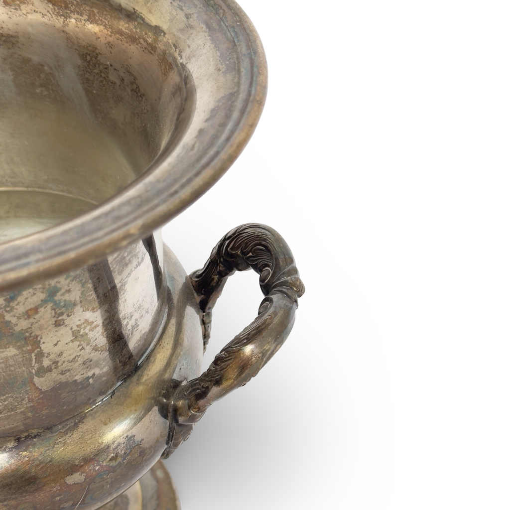 Vintage Silver Plate Wine Bucket with Swan Handles
