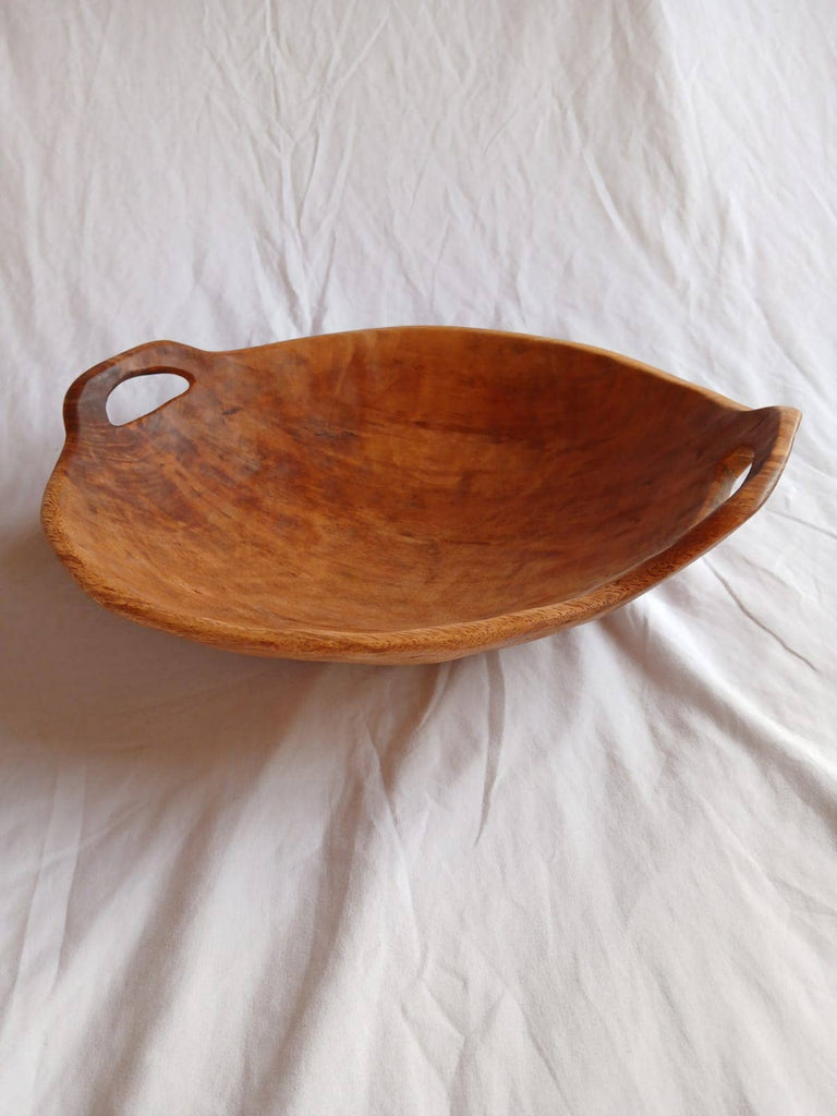 18" Large Oval Wood Bowl with Handles