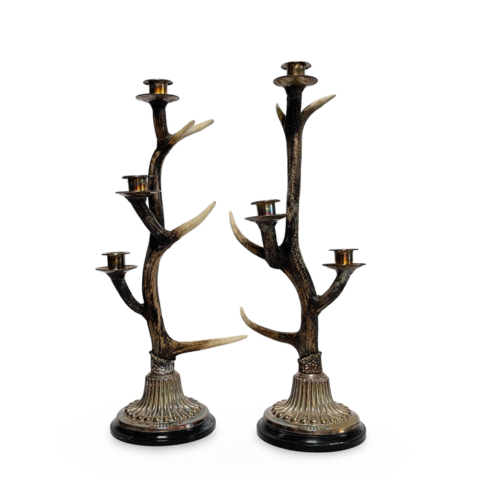 Antler Candle Holder Pair
