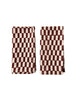 Set of 2 checkered napkins, brown and white, folded with stitched edges