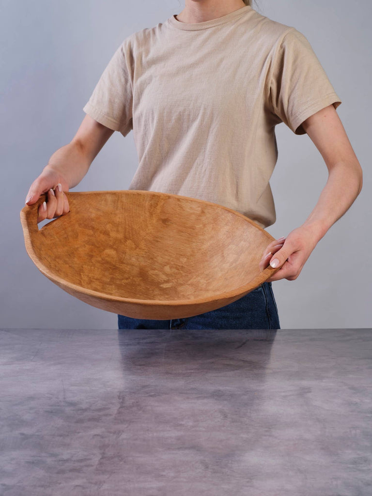 18" Large Oval Wood Bowl with Handles