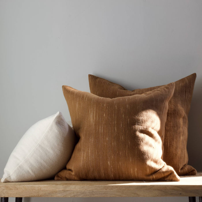 Handloomed Cotton Pillow - Rust