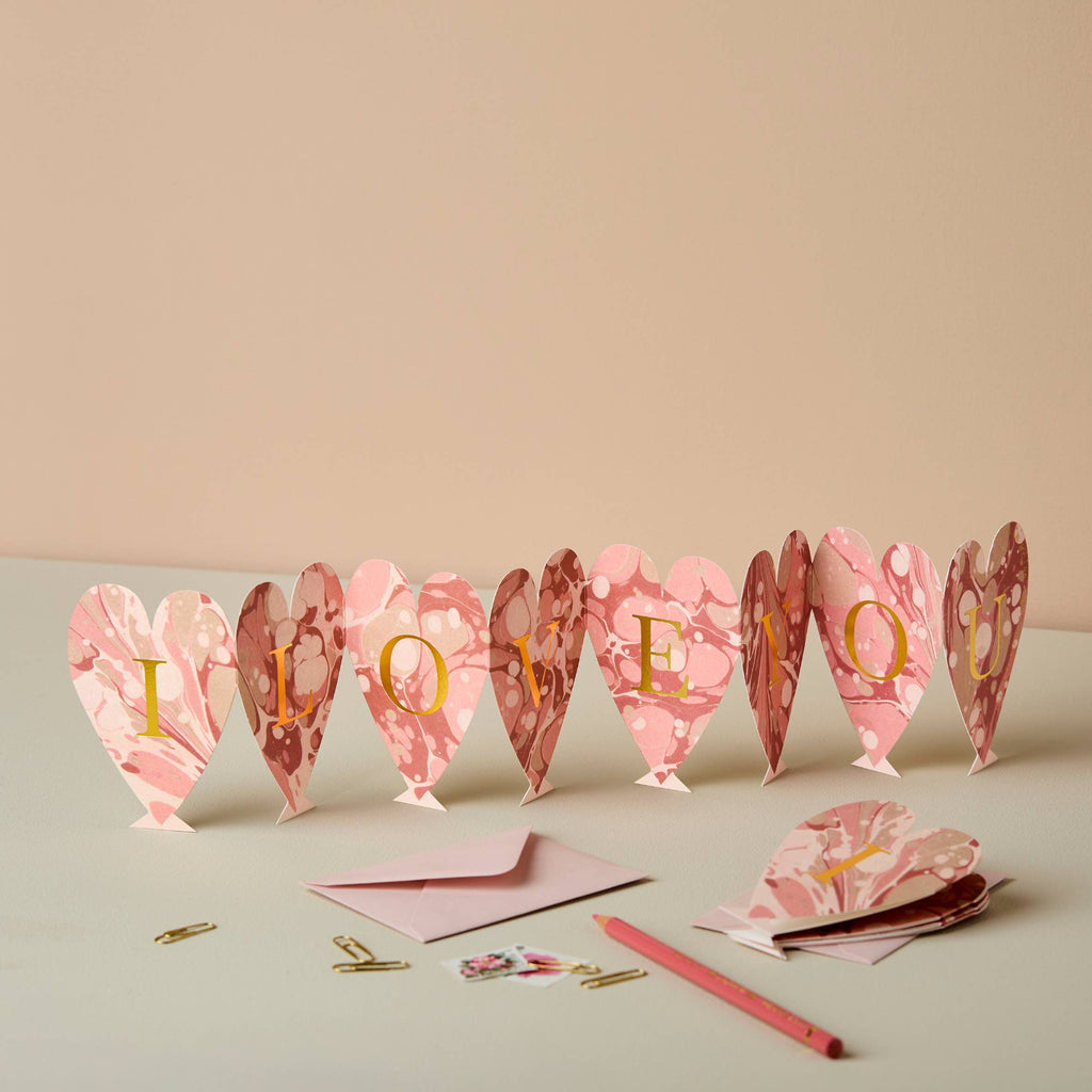 Heart Concertina 'I Love You' Mini Card