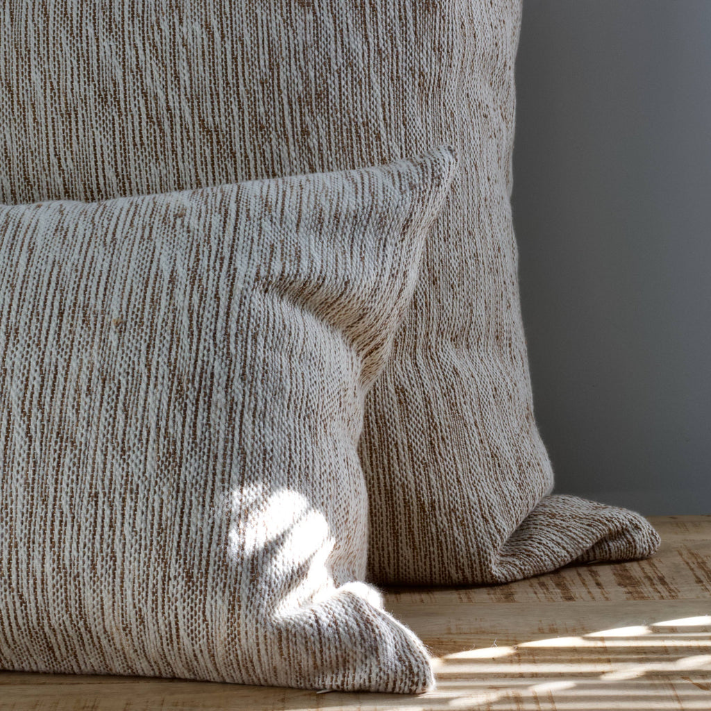 Handloomed Cotton Pillow - Sepia
