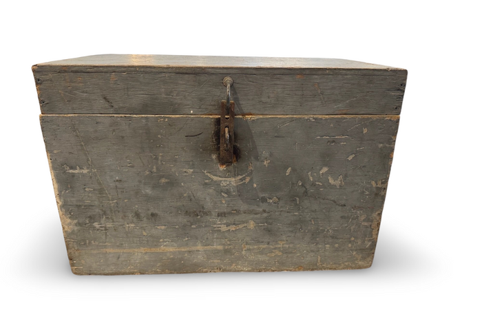 Antique French Gray Primitive Wooden Box