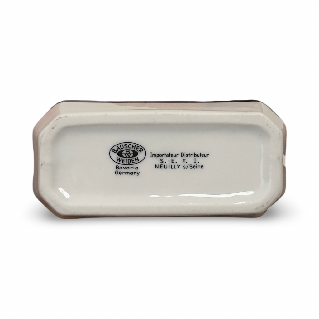 White ceramic ashtray base with BAUSCHER BEIDEN and Germany text