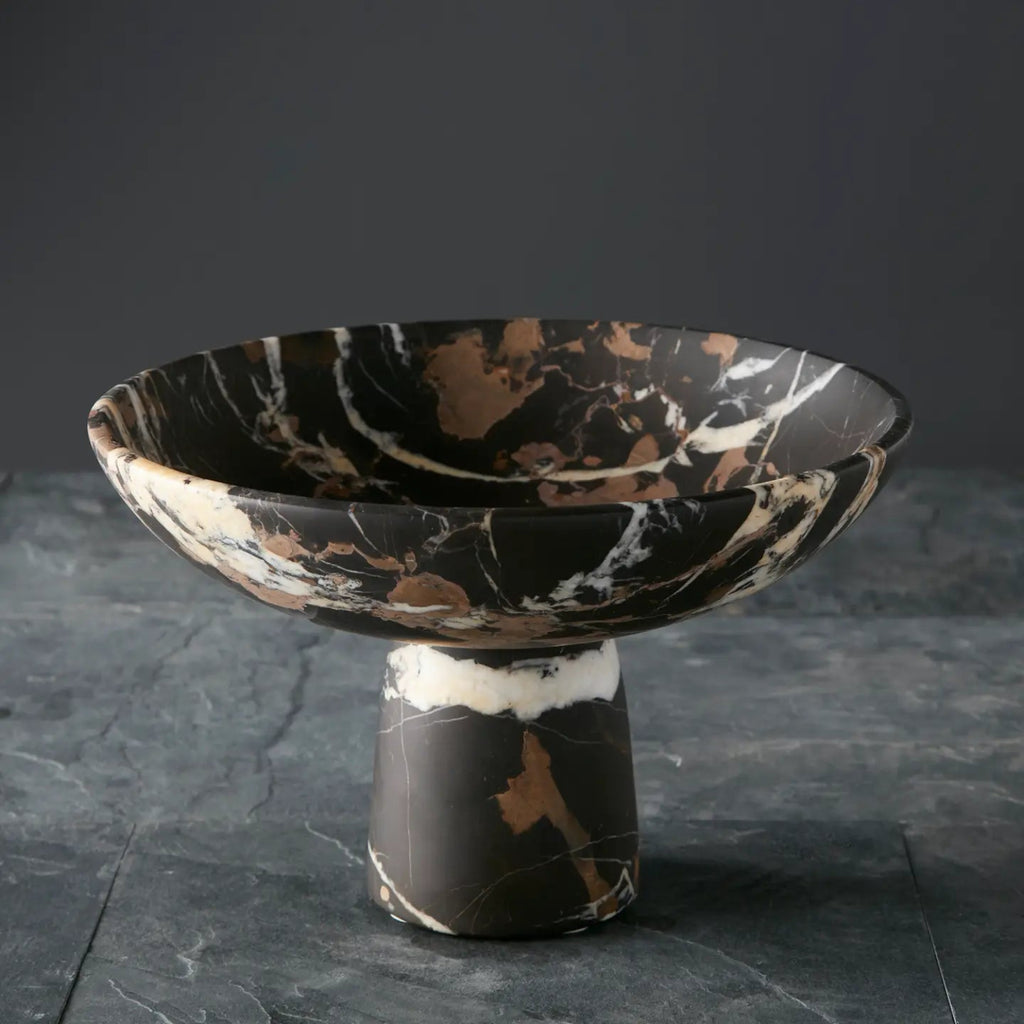 Marble Footed Bowl - Black and Gold