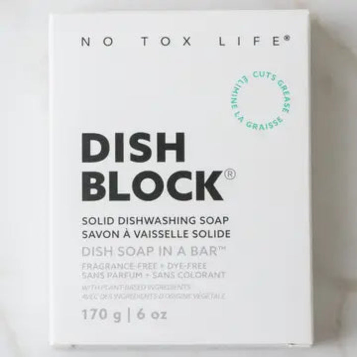 Dishwashing soap block (solid dishwashing bar) in a white branded box, 6 oz