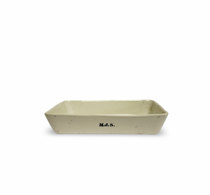 Antique French Porcelain Dish with Initials
