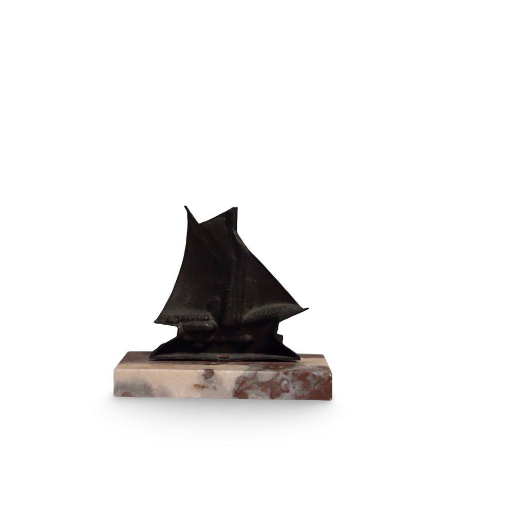 Art Deco French Bronze and Marble Bookend