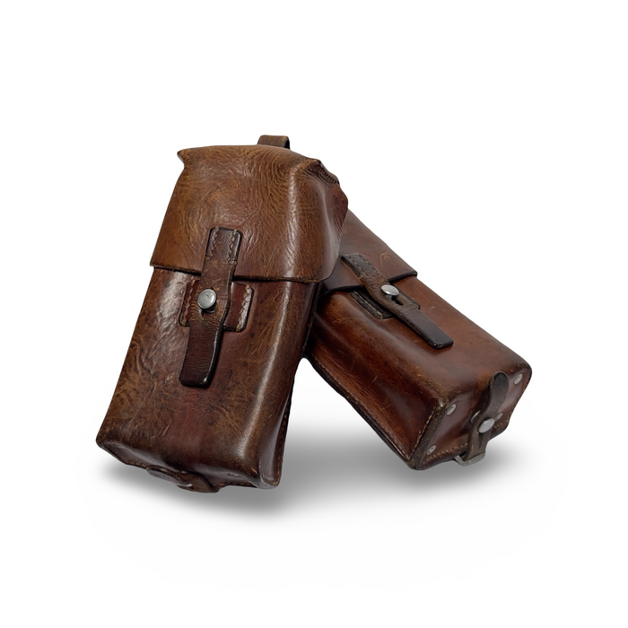 Antique Swiss WWII Leather Ammo Satchels