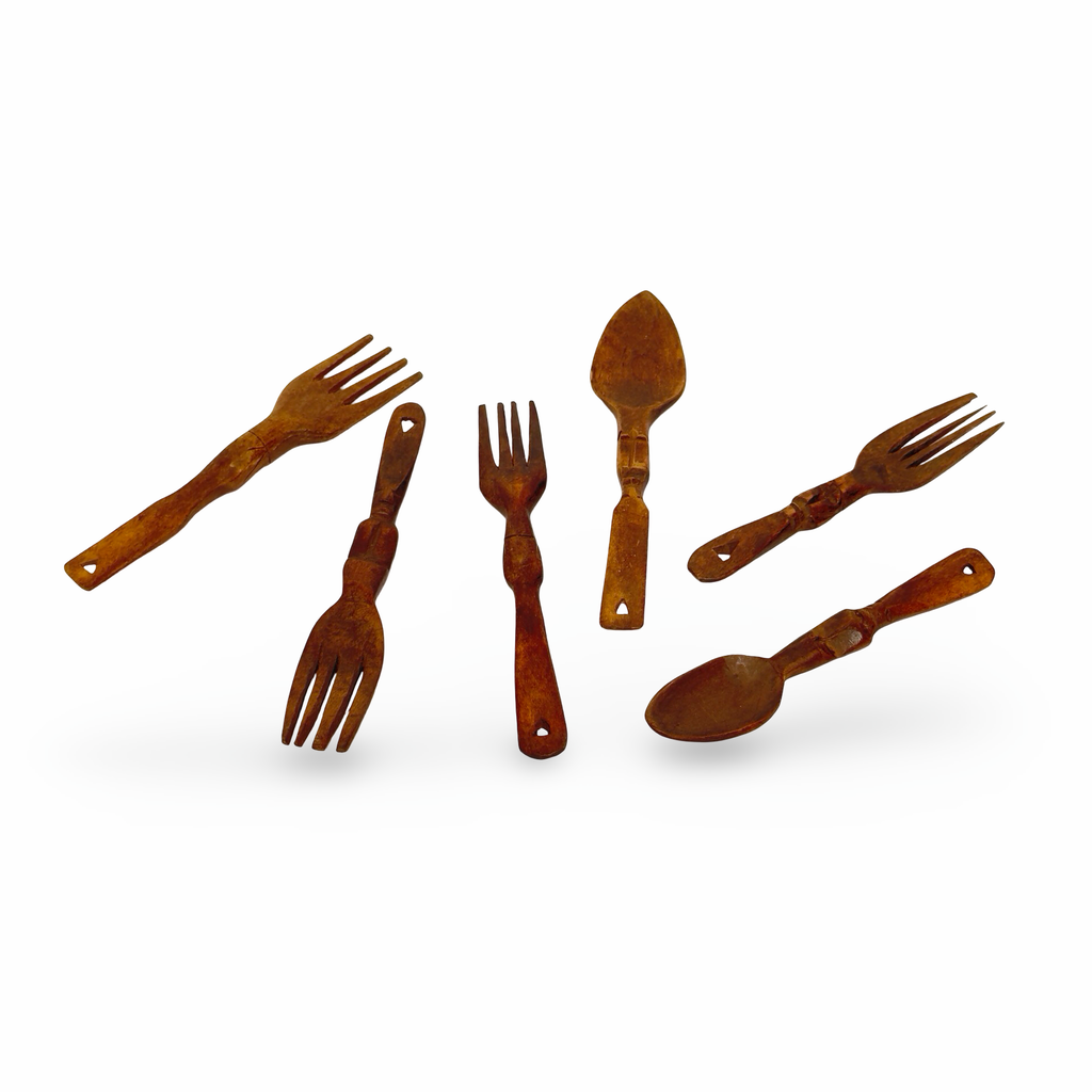 Vintage Handmade Wooden Forks & Spoons