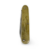 Pocket knife with olive handle, blade and small bottom tool detail