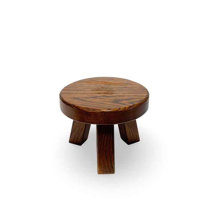 Antique Dutch Round Low Oak Stool