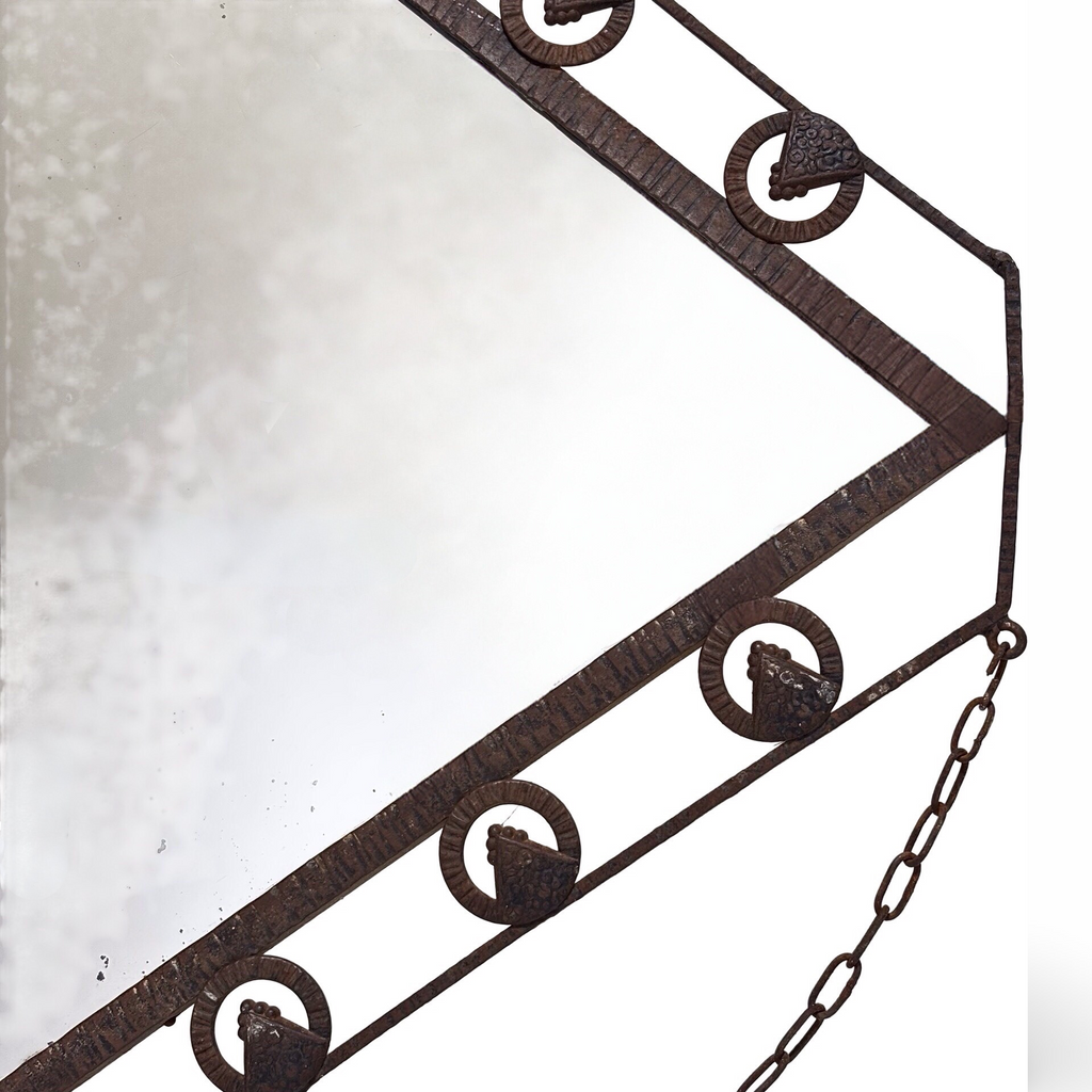 Antique French Art Deco Iron Mirror