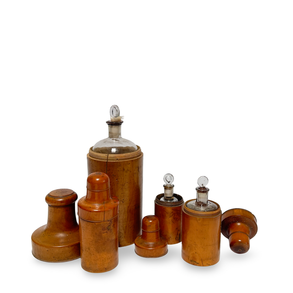 Antique French Wooden Apothecary Set