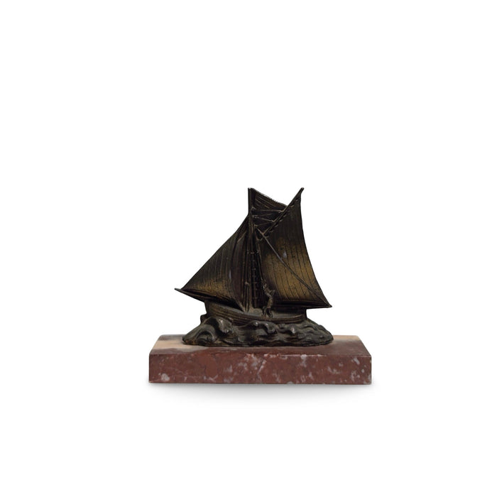 Art Deco French Bronze and Marble Bookend