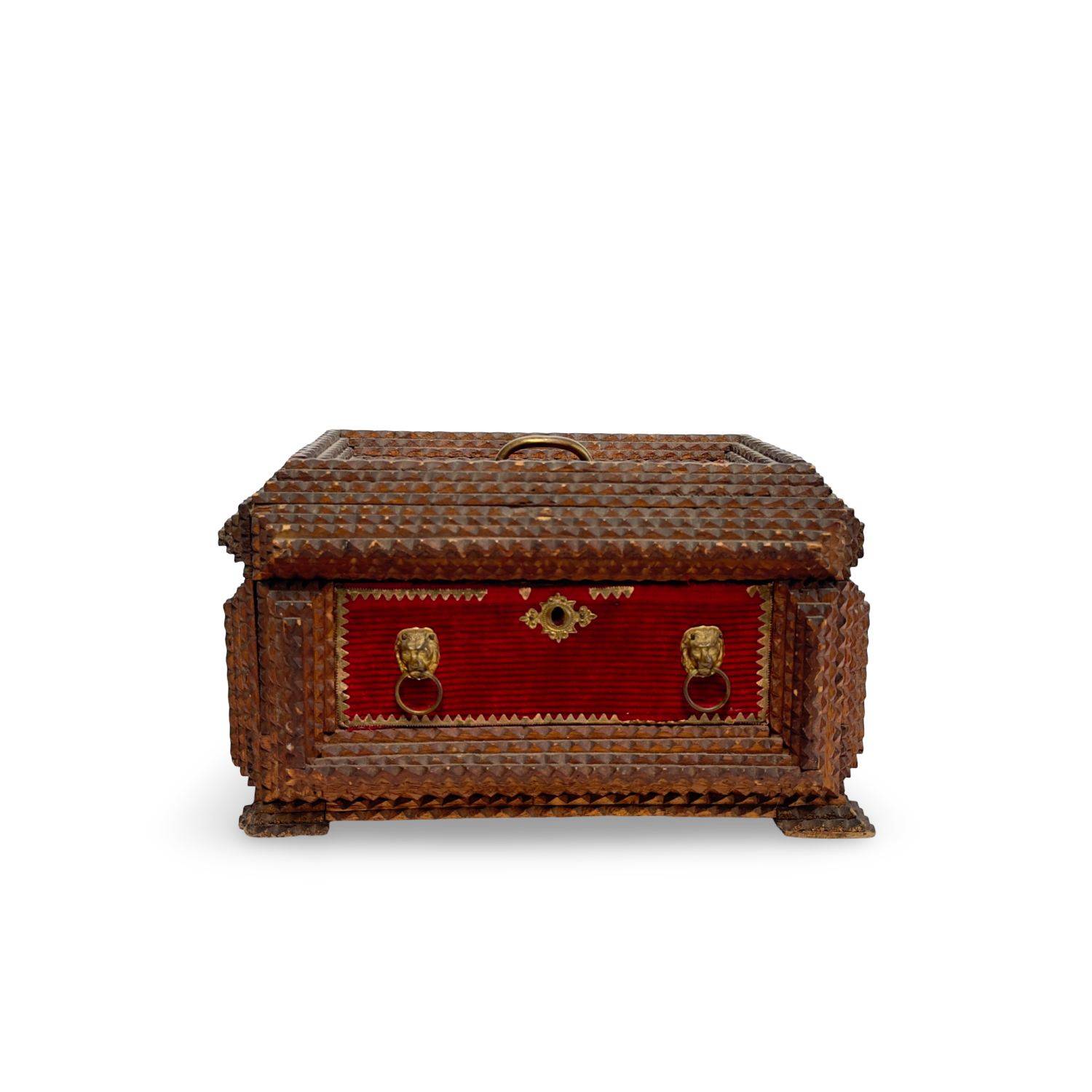 Antique Tramp Art Box - Red Corduroy – Beautiful Mess Home & Garden