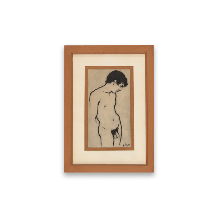 Nude Male Pencil Study by G. Leopold