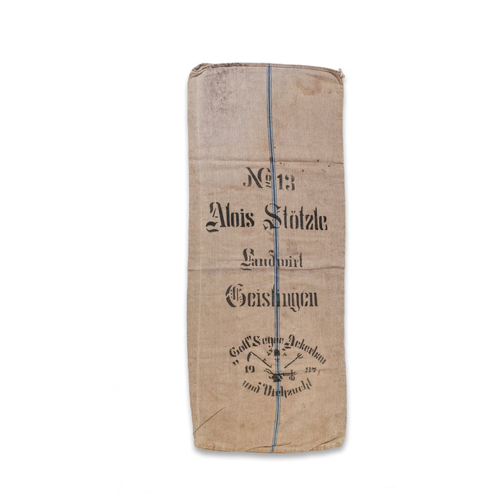 1937 Original Vintage German Grain Sack with Farming Tools- No. 10