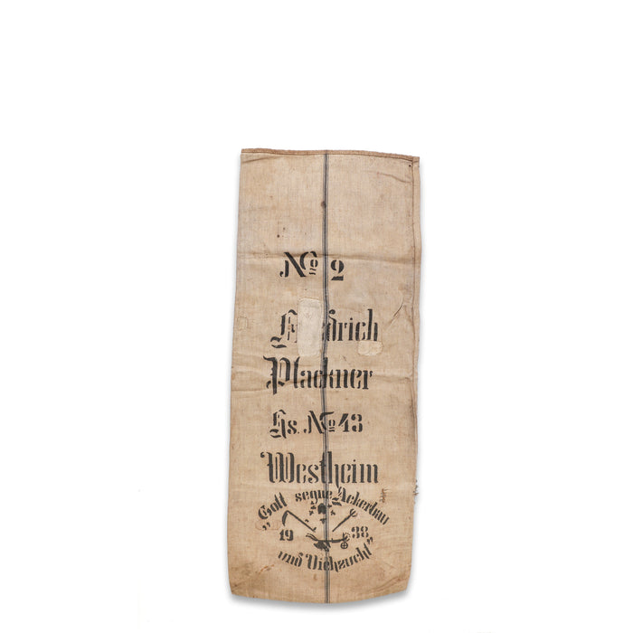 1938 Original Vintage German Grain Sack with Farming Tools - No. 90