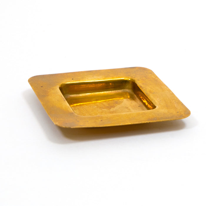 Brass rectangular ashtray with recessed tray center and open top