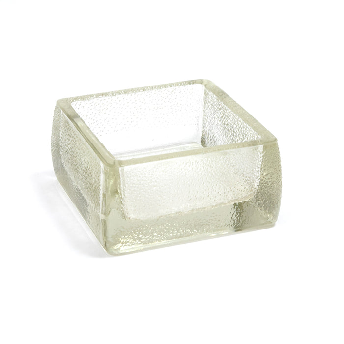 Square glass ashtray, faceted light green tone