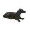 Glossy dark green lying dog figurine