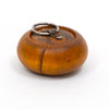 Wooden round keychain with metal key ring and loop